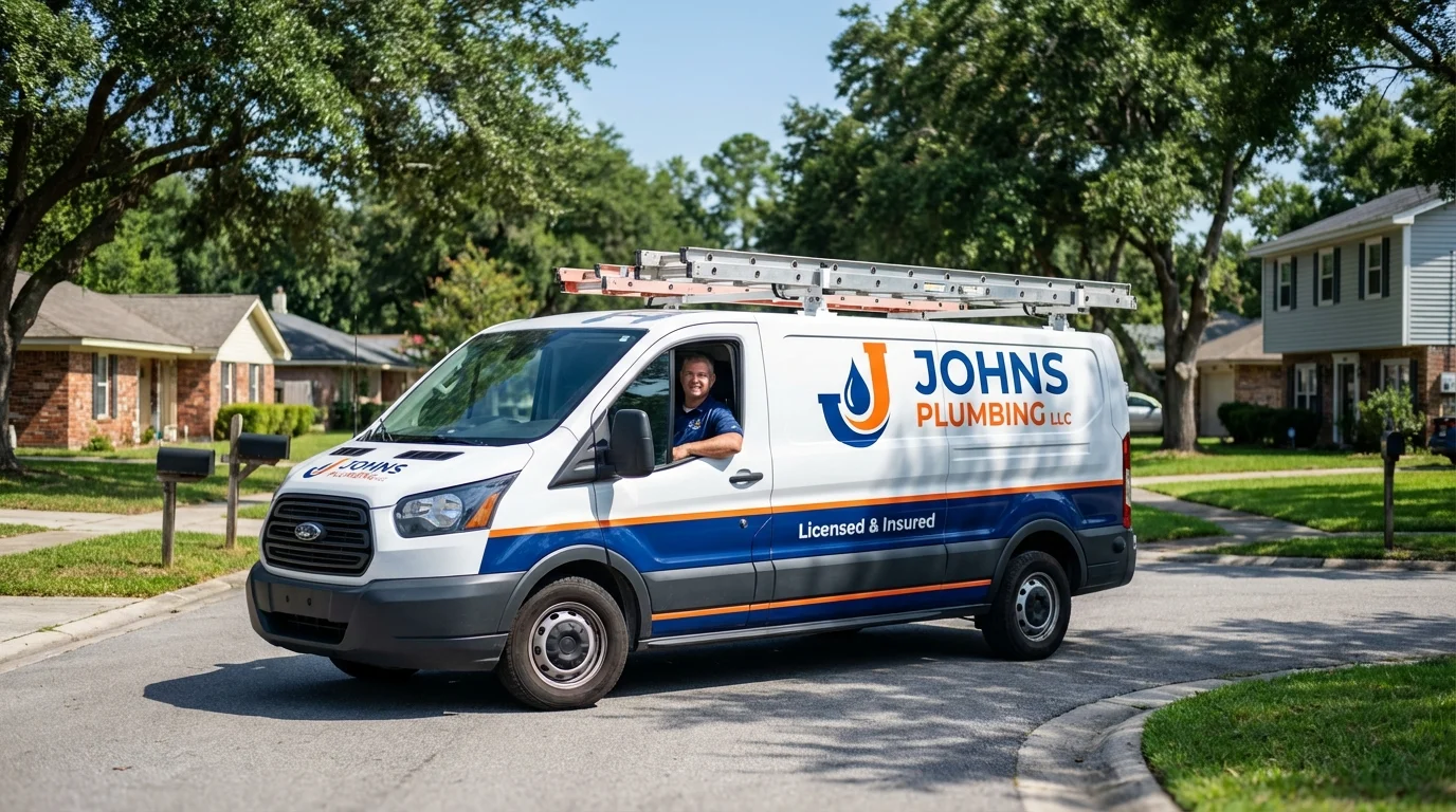 Johns Plumbing LLC service van in Woodstown, NJ