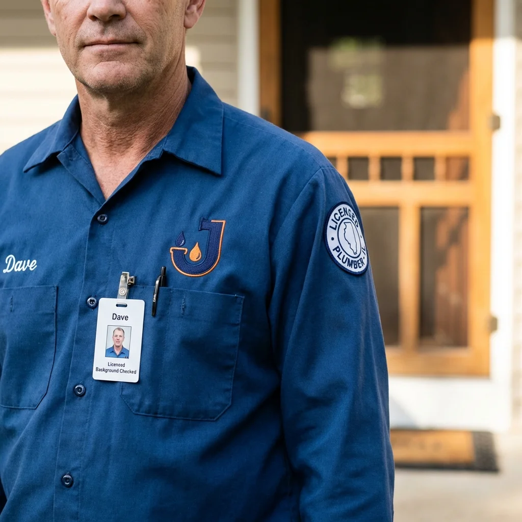 Licensed plumber showing ID badge in Woodstown, NJ