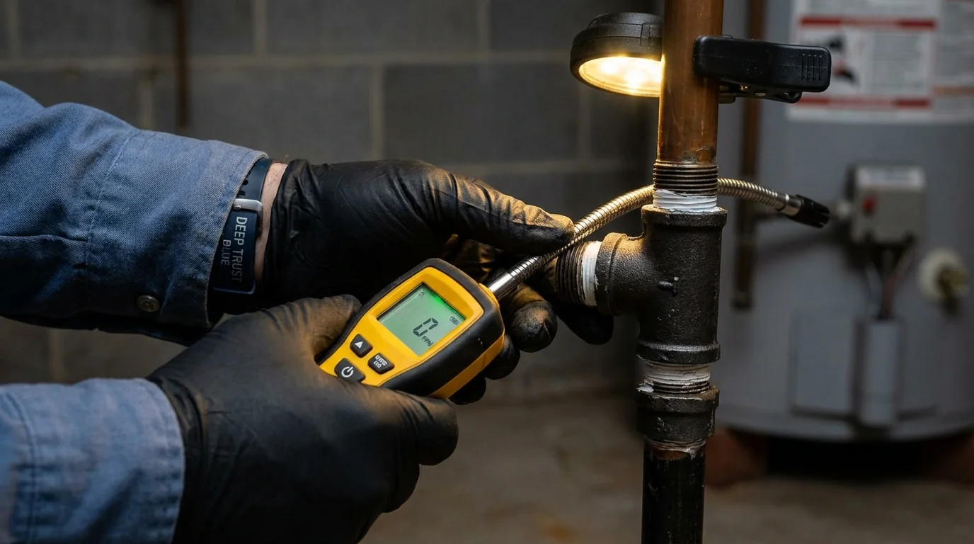 Gas leak detection with electronic sniffer by Johns Plumbing LLC in Woodstown
