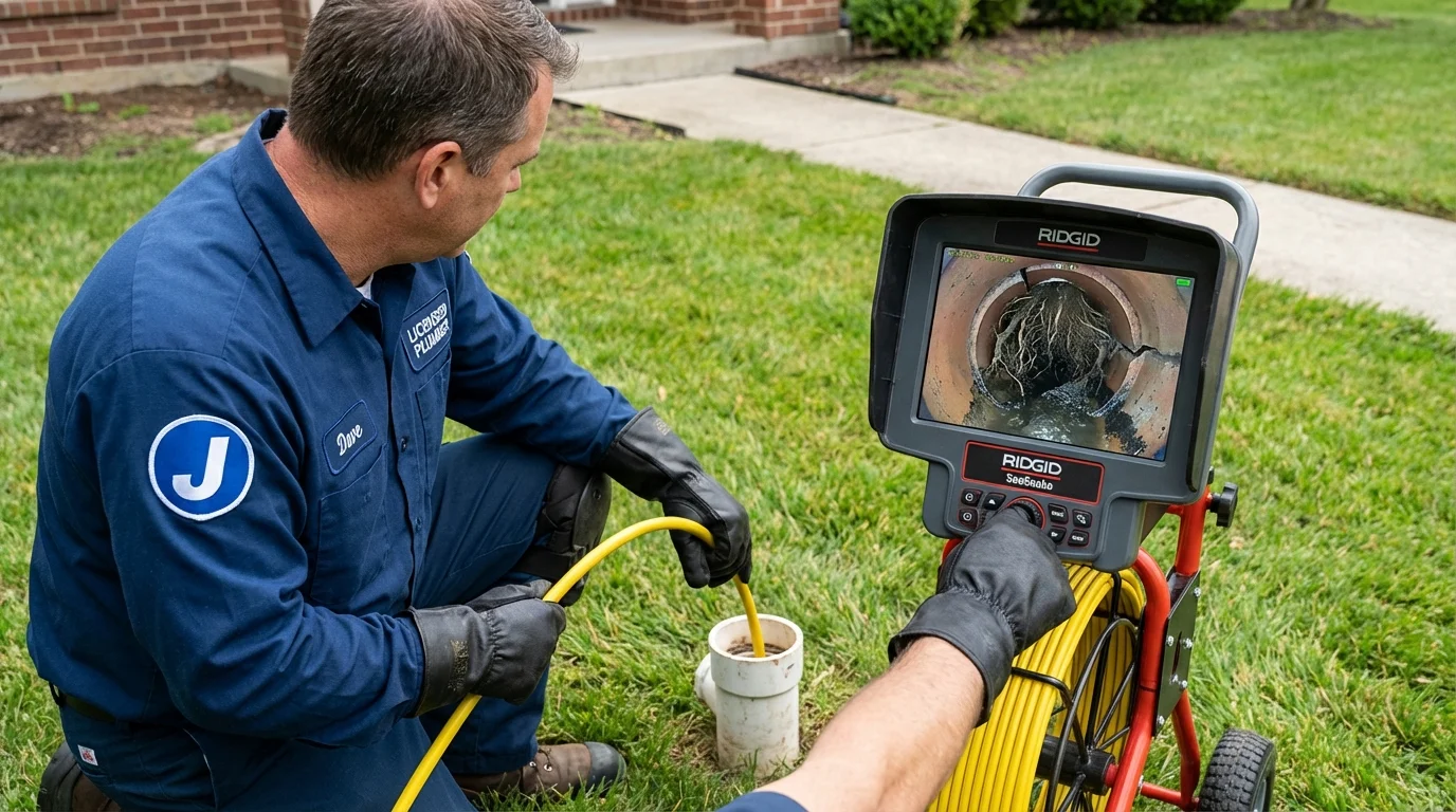 Sewer camera inspection being performed by Johns Plumbing LLC in Woodstown