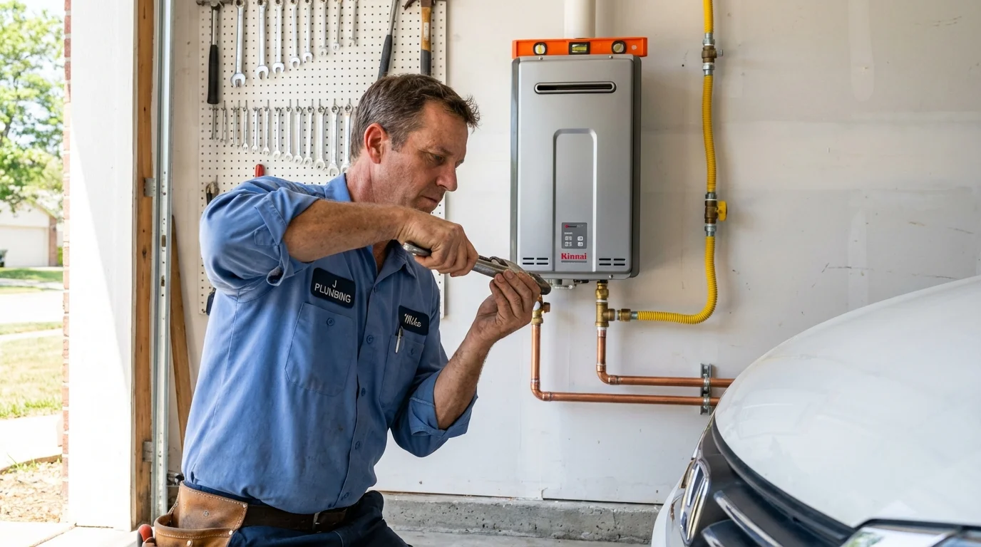 Tankless water heater installation by a Johns Plumbing LLC plumber in Woodstown